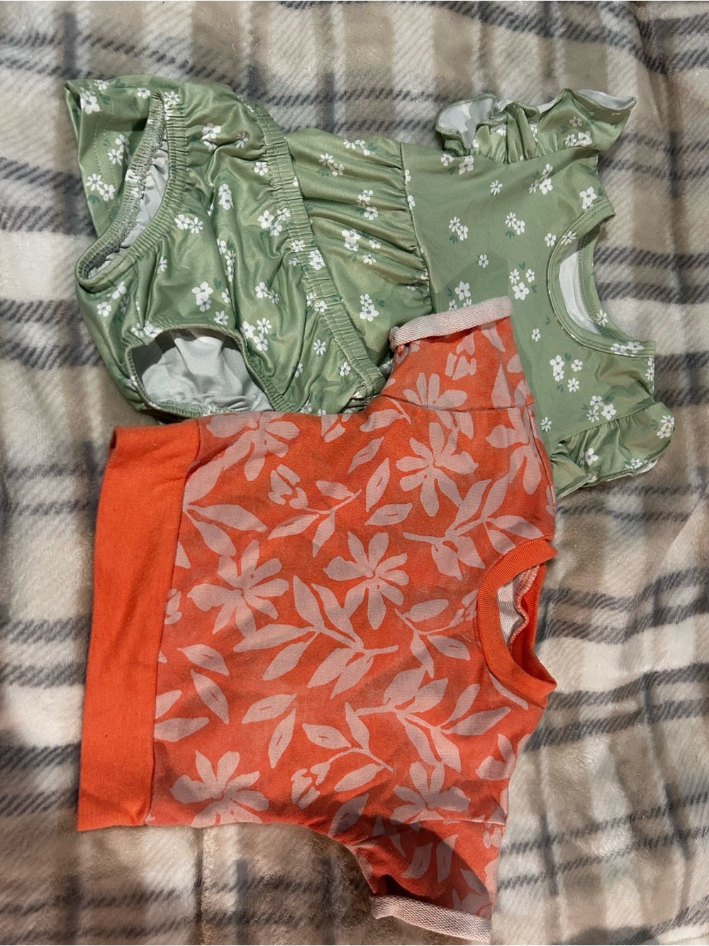 Girls' Green Floral Dress & Coral Floral Tee Set